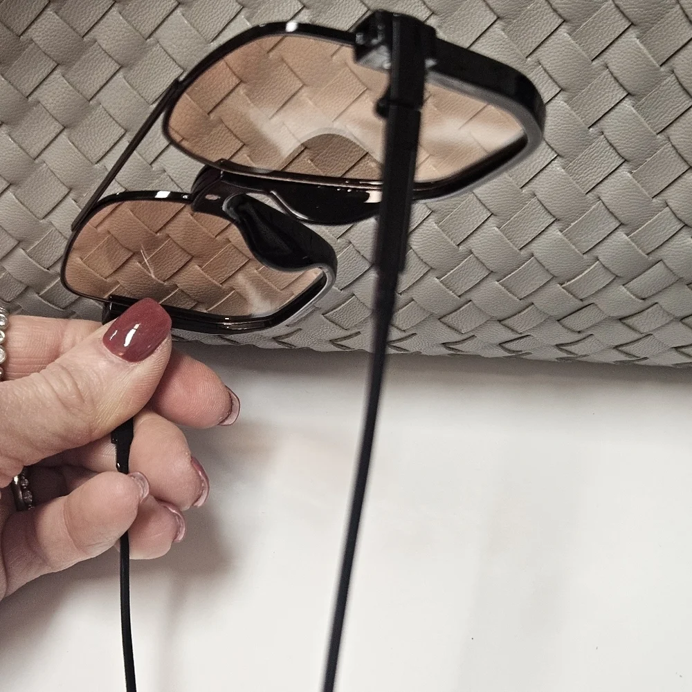NEW Retro Oversized Sunglasses | Black & Gold | Semi Rimless - Light Tint Lenses